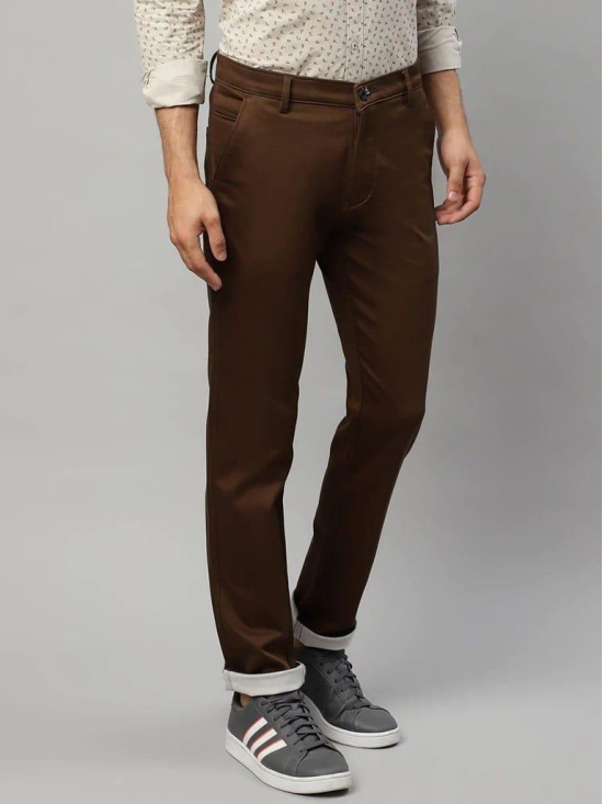 Rodamo  Men Brown Slim Fit Trousers