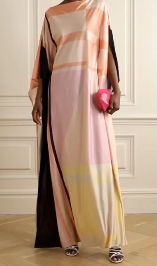 Pastel Hues Silk Kaftan Dress