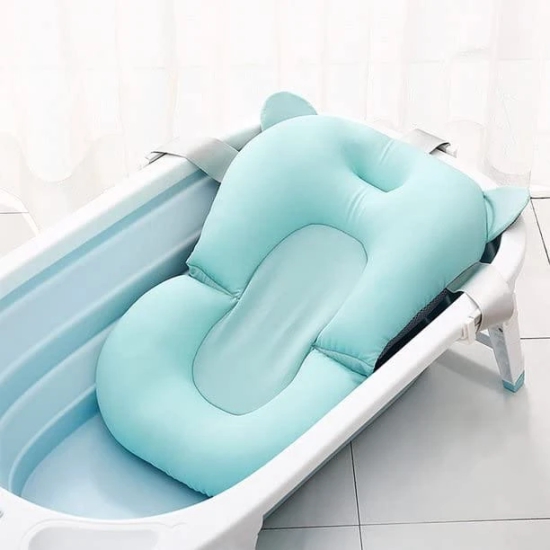 URBAN CREW Baby Bath Seat Support Mat Foldable with Strap| Newborn Bathtub Pillow | Infant Anti-Slip Soft Comfort Body Cushion | Baby Gifts | Baby Products | Ideal for 0 to 3 Years