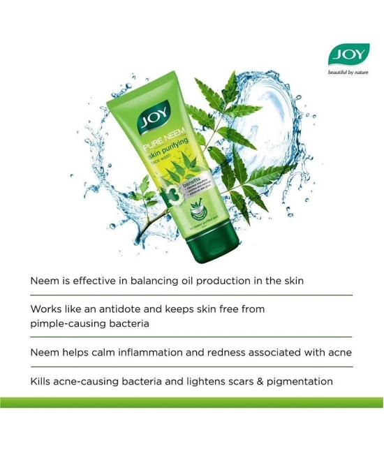 Joy Natural Skin Purifying Neem Face Wash for Acne & Pimples 200ml, (Pack of 2 X 100ml)