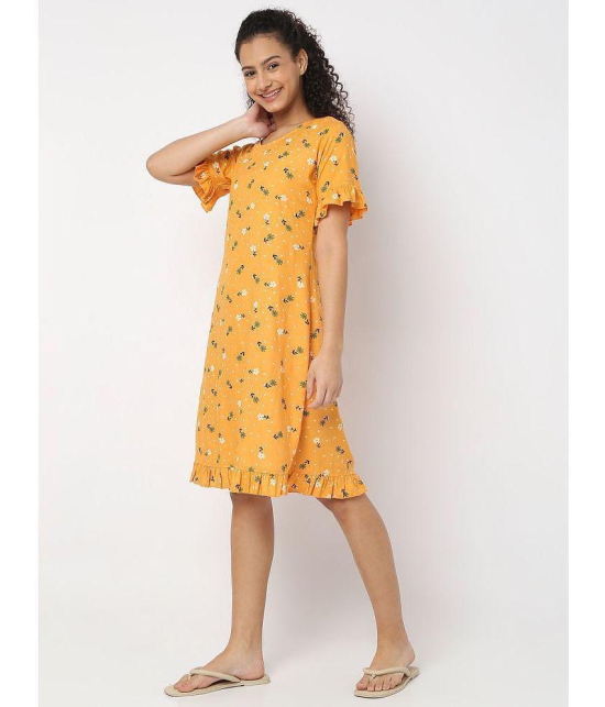 Smarty Pants - Mustard Cotton Womens Nightwear Night Dress ( Pack of 1 ) - None