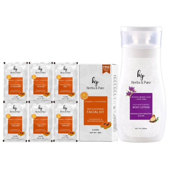 Skin Lightening Vitamin C & Gluthathione Facial kit & Deep Moisturising Body Lotion