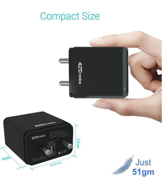 Portronics - Type C 3A Wall Charger - Black