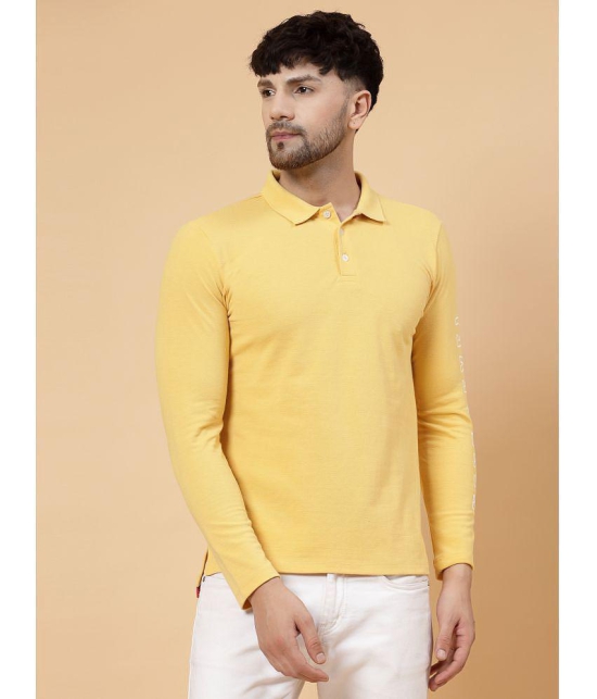 Rigo Cotton Slim Fit Solid Full Sleeves Mens Polo T Shirt - Yellow ( Pack of 1 ) - None