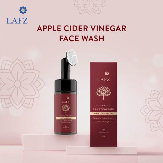 LAFZ Apple Cider Vinegar Foaming Face Wash | Built-in Brush For Deep Cleansing | With Aloe Vera & Basil | For All Skin Types | Face Wash For Men & Women - 100 ml