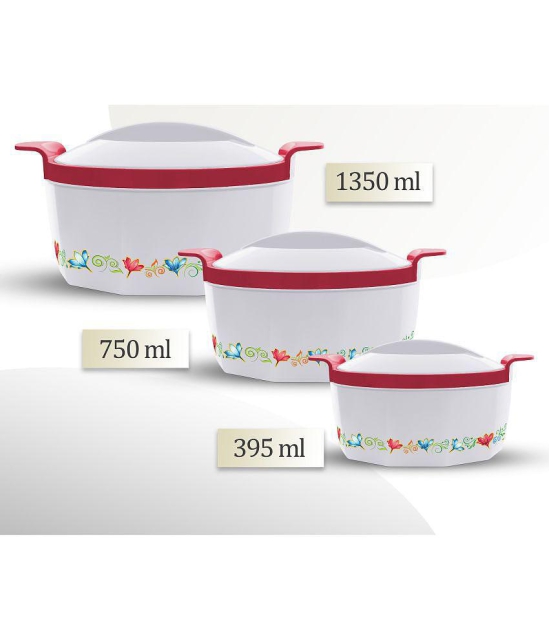 Milton - White Steel Thermoware Casserole ( Set of 3 , 1350 mL ) - White