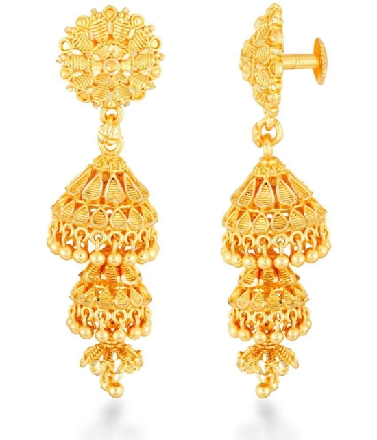 VIVASTRI Golden Jhumki Earrings ( Pack of 1 ) - Golden