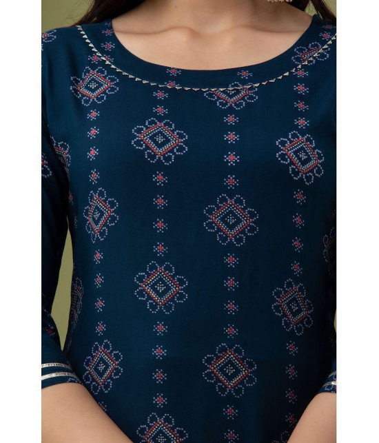 Lee Moda - Blue Rayon Women's Straight Kurti ( Pack of 1 ) - XXL