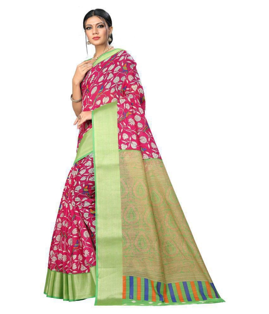 offline selection Pink Polyester Saree