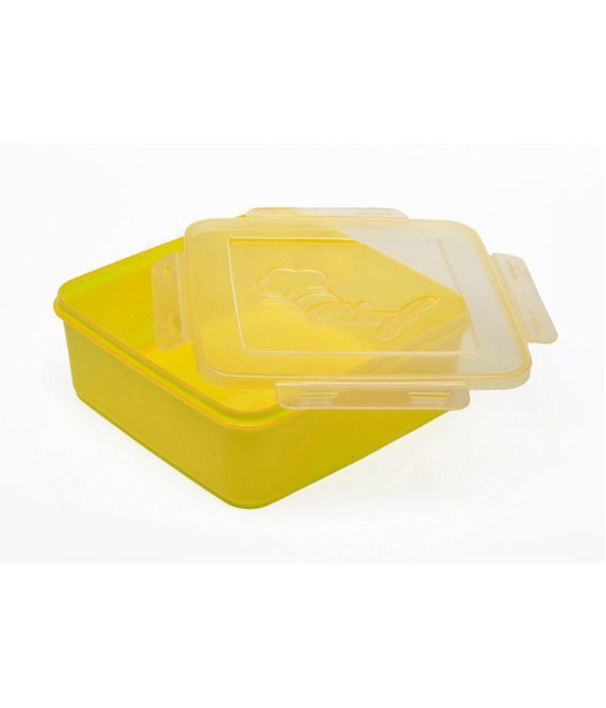 HOMETALES Square Polyproplene Yellow Food Container ( Set of 4 ) - Yellow