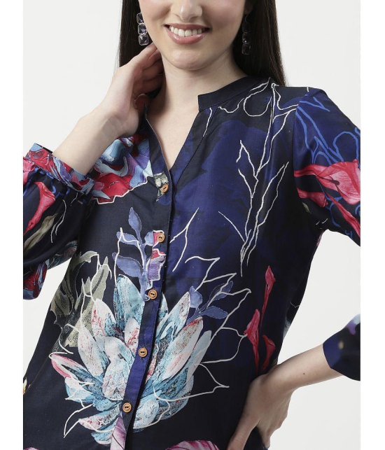 Pannkh Womens Floral Digital Printed Loungewear Shirt With Pant Set - None