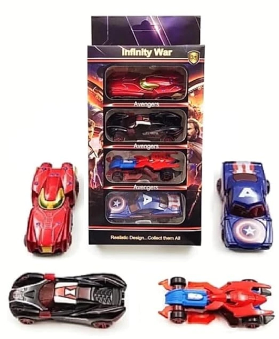 Kiddie Galaxia Mini Metal Car for Kids, Avenger Car Pack of 4 Mini Racers Series Diecast Cars Suitable for Children, Movie Vehicle Racing Cars for Competition and Story Play - Multicolor