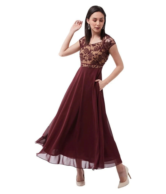 Miss Chase Polyester Maroon Regular Dress - Single - XL