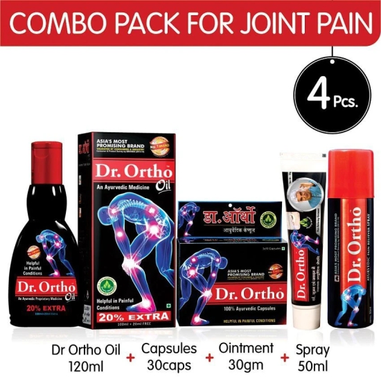 Dr Ortho Combo Pack (1 Oil, 1 Capsule, 1 Spray & 1 Ointment)