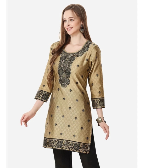 Meher Impex Art Silk Self Design Straight Womens Kurti - Gold ( Pack of 1 ) - None