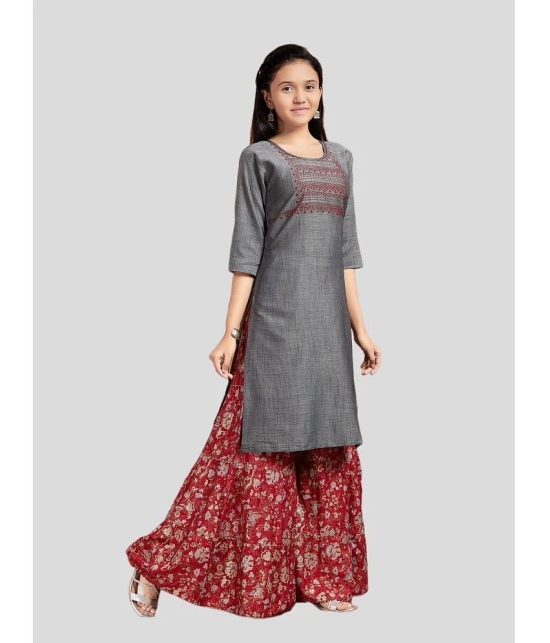 Aarika Grey Cotton Girls Kurta and Sharara Set ( Pack of 1 ) - None