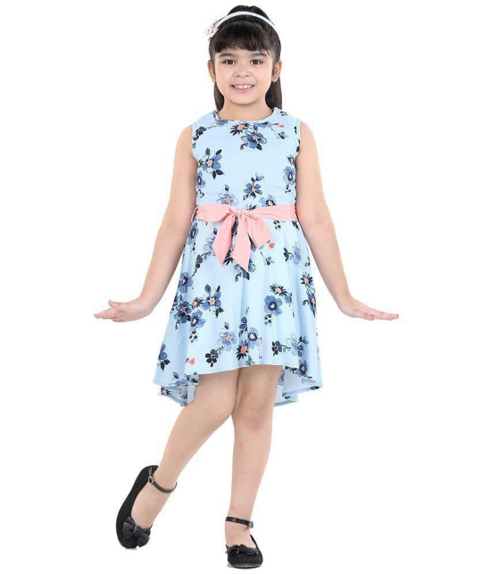 Naughty Ninos Girls Light Blue Floral Printed Dress - None