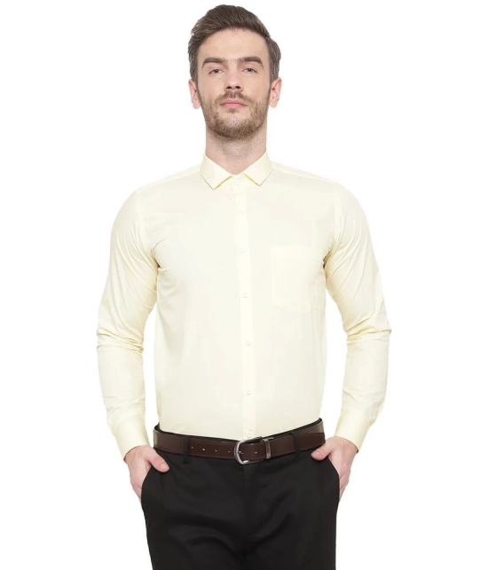 SREY - 100% Cotton Regular Fit Yellow Mens Formal Shirt ( Pack of 1 ) - None