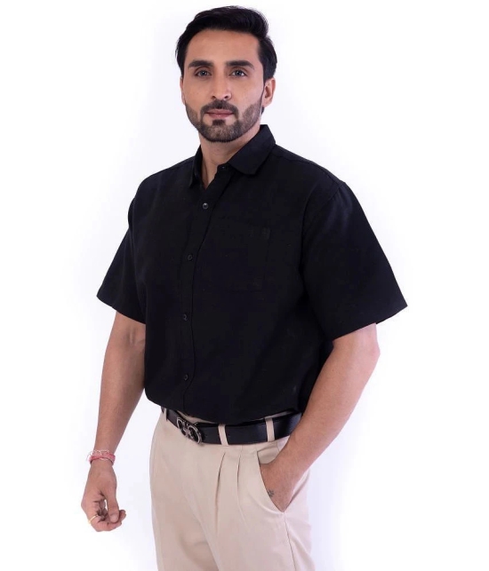 DESHBANDHU DBK Cotton Blend Regular Fit Half Sleeves Mens Formal Shirt - Black ( Pack of 1 ) - None