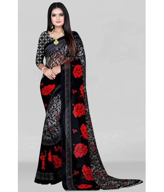 LEELAVATI - Black Georgette Saree With Blouse Piece ( Pack of 1 ) - Black