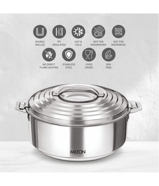 Milton Thermosteel Galaxia Casserole, 2500 ml, Steelplain - Silver