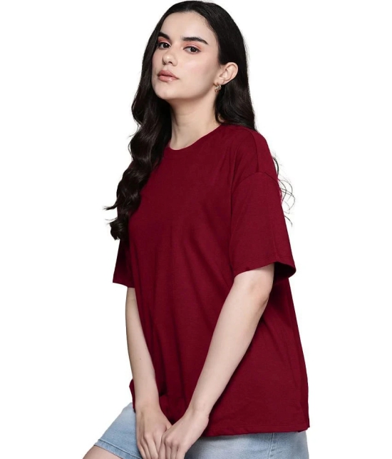 Leotude Maroon Cotton Blend Oversized Womens T-Shirt ( Pack of 1 ) - None