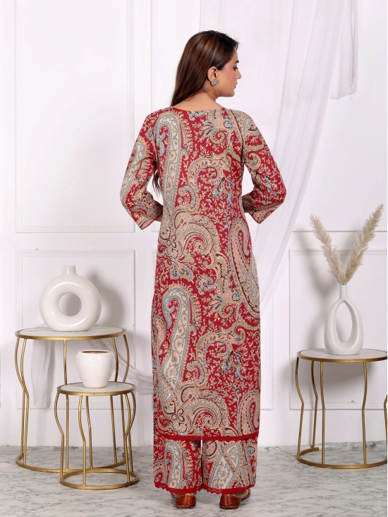 Plus Size Paisley Print Straight Kurta Pant Set with Dupatta