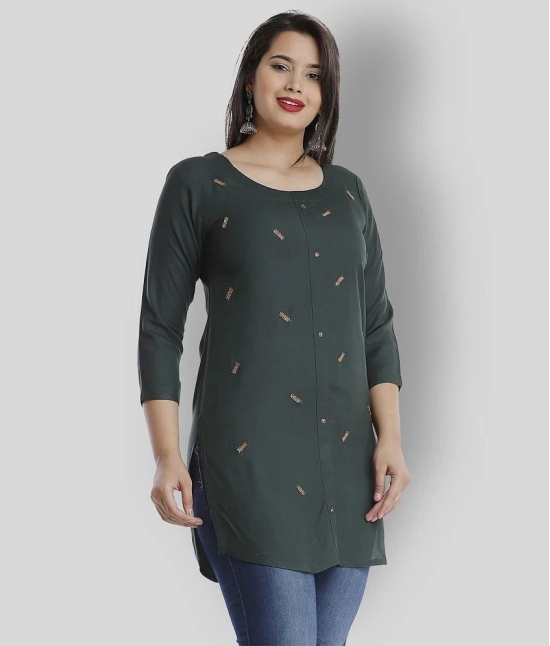 HIGHLIGHT FASHION EXPORT - Green Viscose Womens Straight Kurti ( Pack of 1 ) - XXL