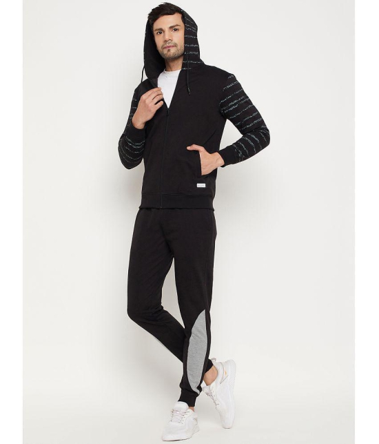 Wild West - Black Cotton Blend Regular Fit Printed Men''s Sports Tracksuit ( Pack of 1 ) - None