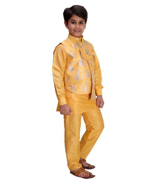 \nFourfolds Ethnic Wear Kurta Pyjama with Waist Coat Jacket for Kids and Boys_FE610 - None