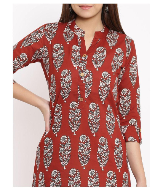 FabbibaPrints Maroon Cotton Straight Kurti - XL