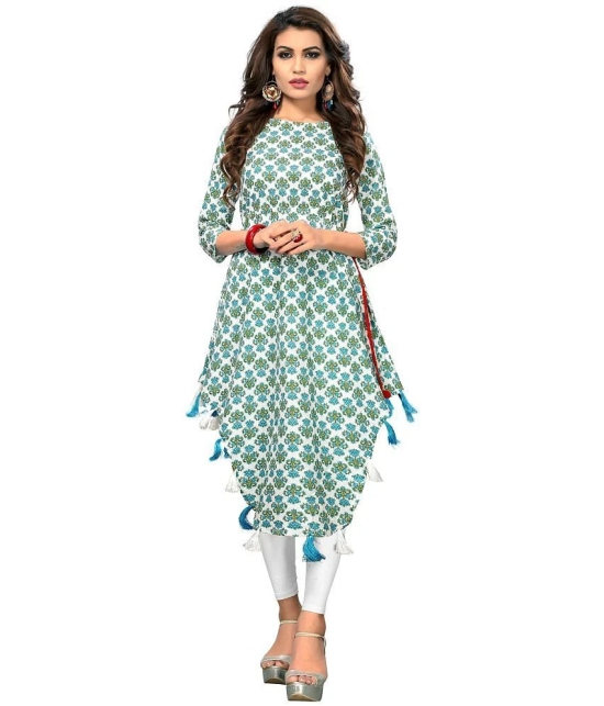 Vbuyz - Blue Cotton Womens Asymmetrical Kurti ( Pack of 1 ) - None