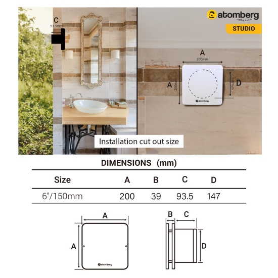 Atomberg Studio 150mm BLDC motor Energy Saving Exhaust Fan |Brown