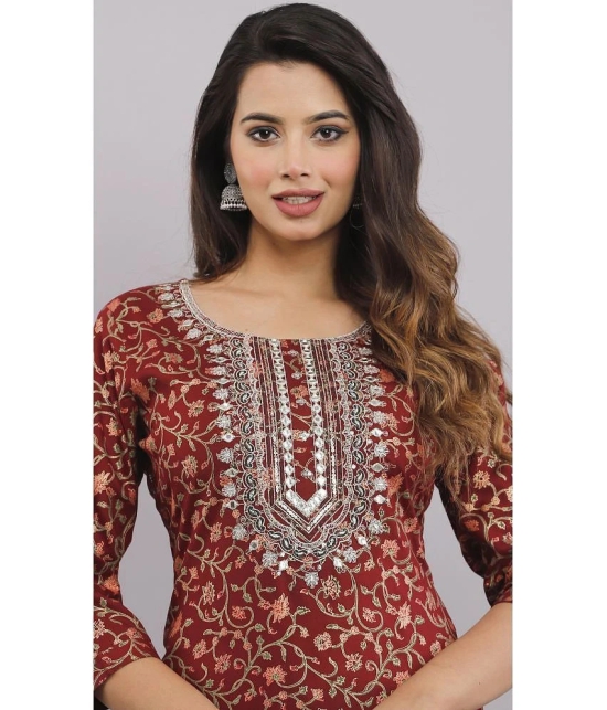 JC4U - Maroon Cotton Womens Straight Kurti ( Pack of 1 ) - None