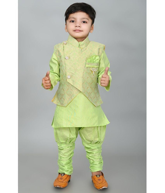 SFC - Green Silk Boys Kurta With Pyjama ( Pack of 1 ) - None