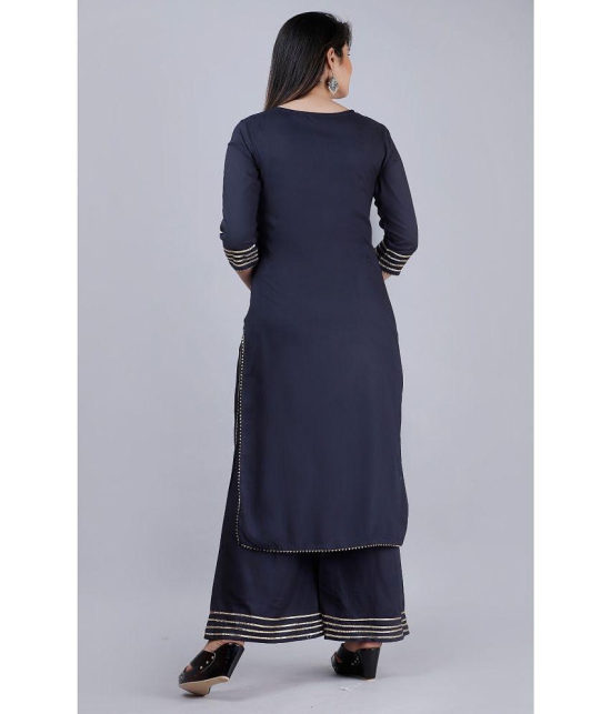 MAUKA - Blue Straight Rayon Women's Stitched Salwar Suit ( Pack of 1 ) - None