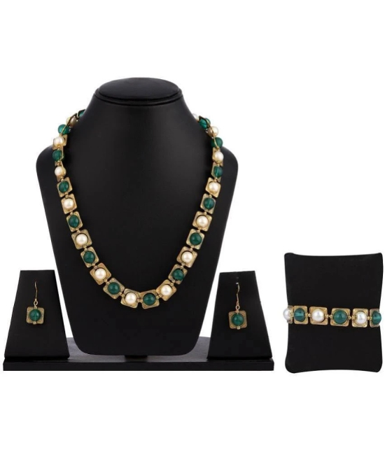 gilher Green Brass Necklace Set ( Pack of 1 ) - Green