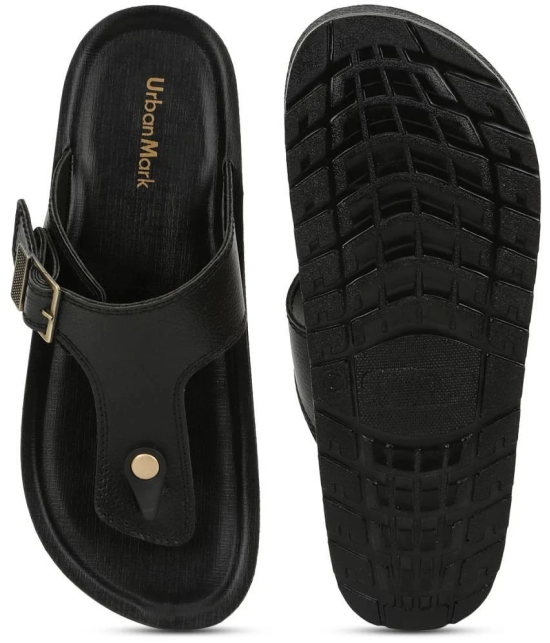 UrbanMark Men Comfortable Cushioned with Side Buckle Strap Thong Flip-Flop - None