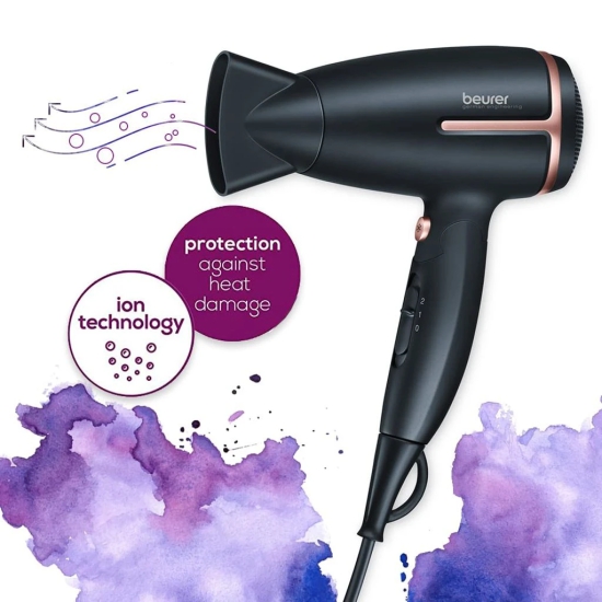 Beurer HC 25 1600 watts travel hair dryer With Heat & Cool Setting and Detachable Slim professional nozzle | 3 Years Warranty, Multicolor