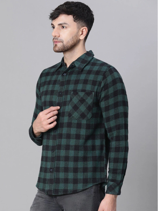 Oxolloxo Relaxed Buffalo Checked Spread Collar Cotton Casual Shirt