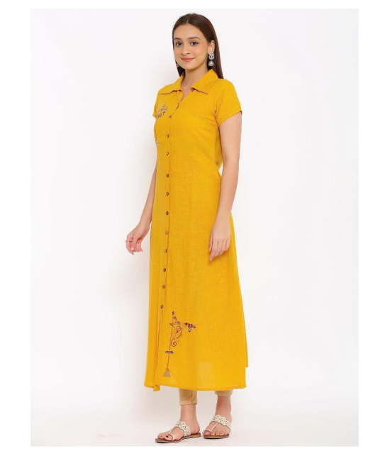 FabbibaPrints - Yellow Cotton Women's Flared Kurti ( ) - M