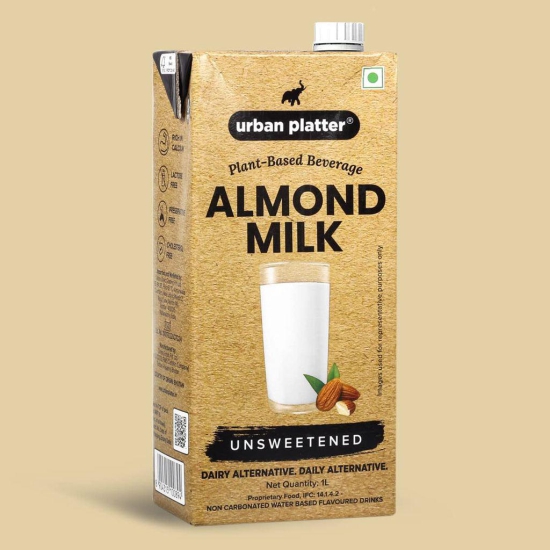 Urban Platter Almond Milk, 1 Litre [Unsweetened | Dairy-free | Plant-based]