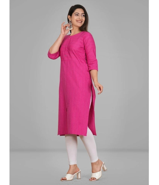 Parastri Cotton Embroidered Front Slit Womens Kurti - Pink ( Pack of 1 ) - None