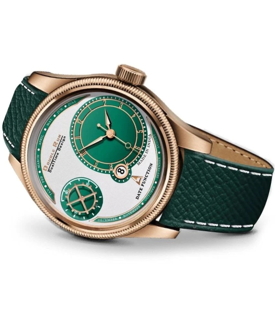 DoubleRun Green Leather Analog Mens Watch