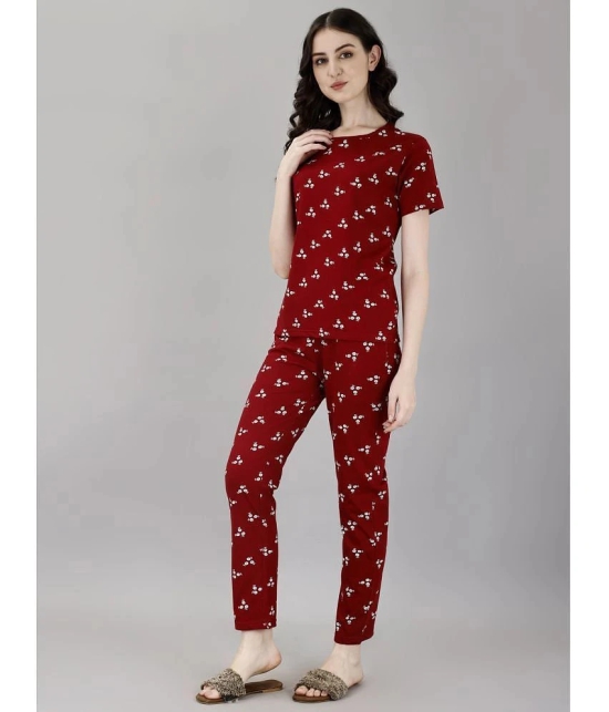 Smarty Pants Maroon Cotton Womens Nightwear Nightsuit Sets ( Pack of 1 ) - None