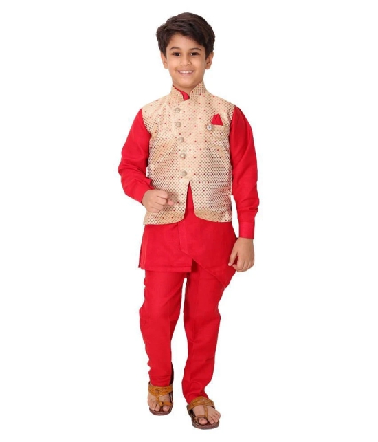 \nFourfolds Ethnic Wear Kurta Pyjama with Waist Coat Jacket for Kids and Boys_FE606 - None