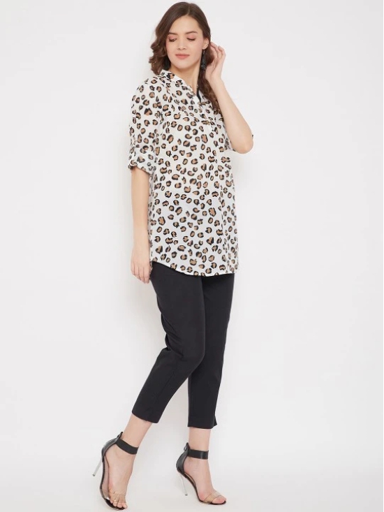 Women White & Black Printed Tunic with Trousers