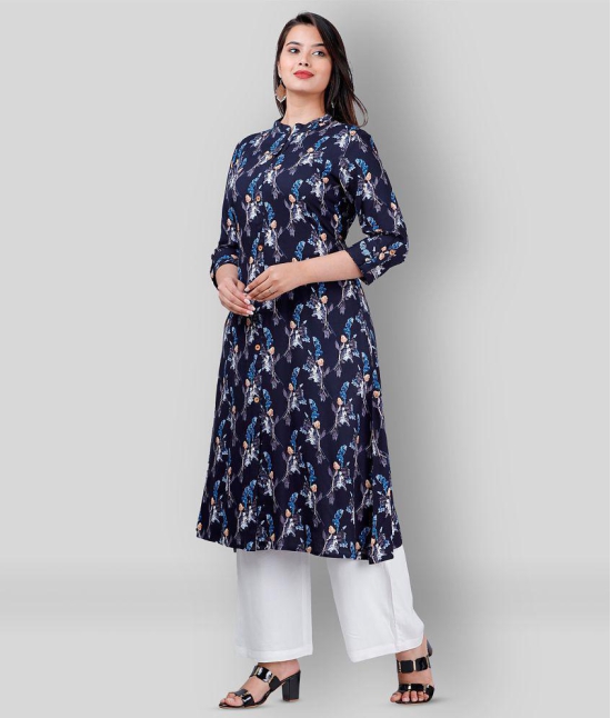 MAUKA - Navy Blue A-line Rayon Women's Stitched Salwar Suit ( Pack of 1 ) - 3XL