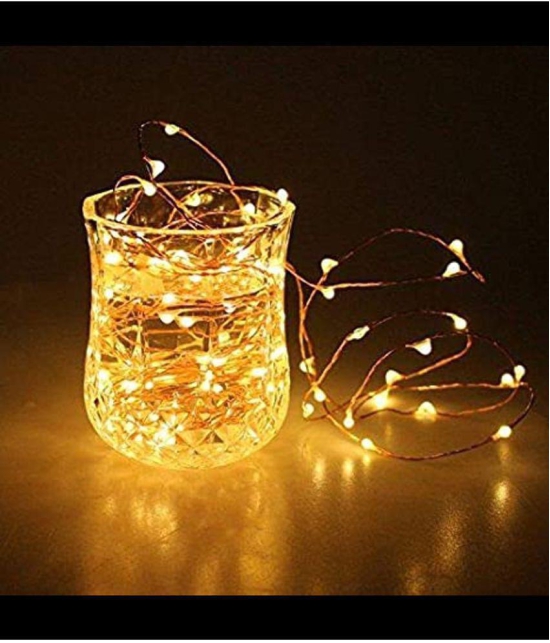 thriftkart - Waterproof Decorative 3m Battery Operated Silver 30 LED Decorative Strings Fairy Lights (Warm White Yellow) - Yellow