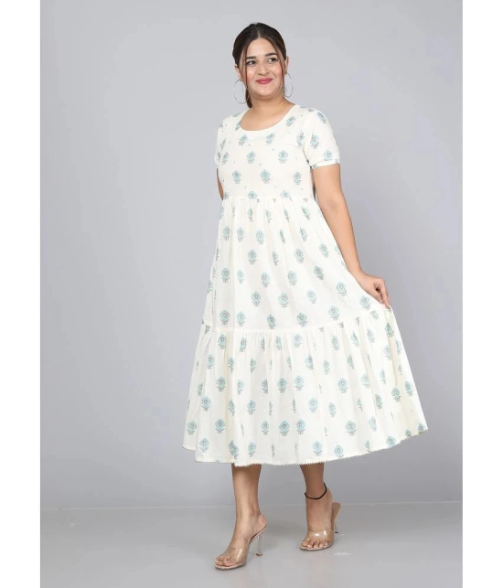 JC4U - Light Blue Cotton Womens Fit & Flare Dress ( Pack of 1 ) - None